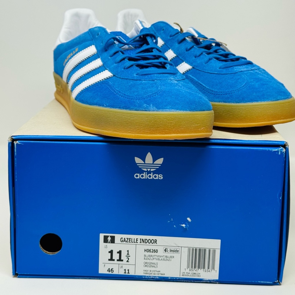 NEW Adidas Gazelle Suede Men’s Size 11.5 Blue Bird Gum IN BOX AUTHENTIC